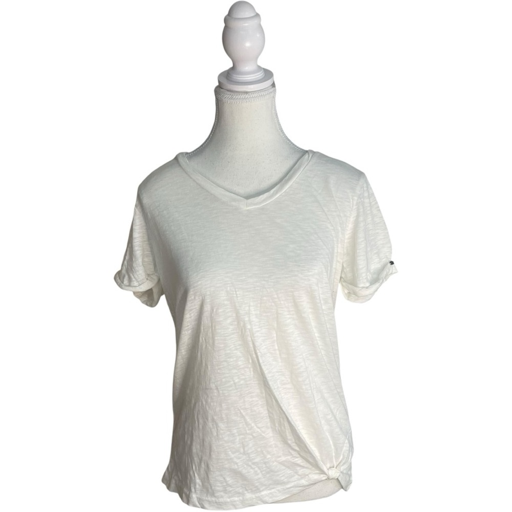 Buffalo David Bitton V-Neck Side Knot Tee White